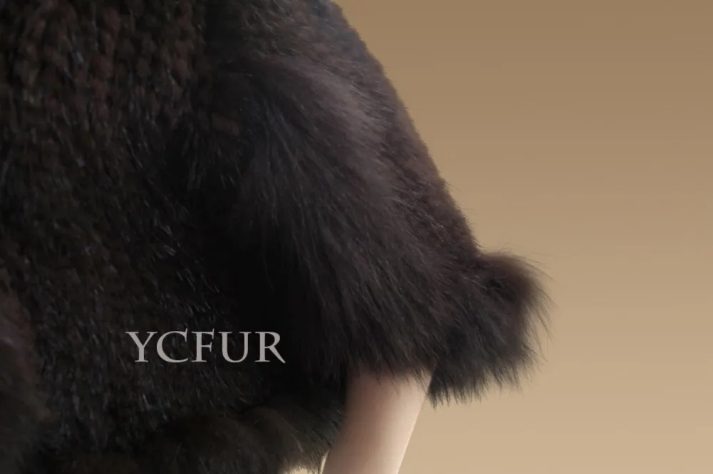 YCFUR Женская шаль, Зимняя Вязаная Шаль из натурального меха норки, шали с лисой, меховой воротник-шарф, женское пончо из настоящей норки