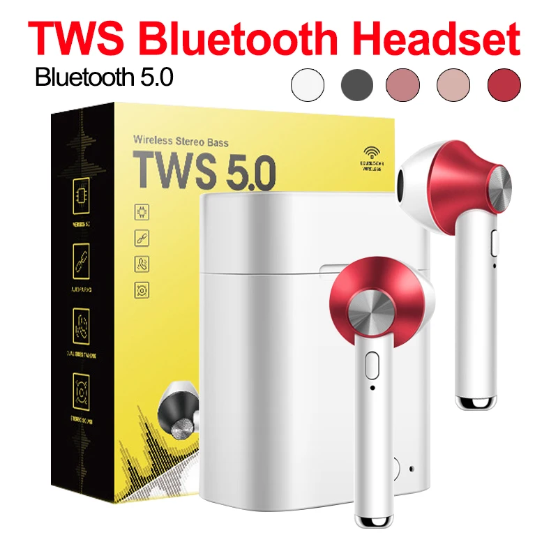 

Bluetooth Earphone V5.0 Stereo Wireless Earbuds mini In Ear Earbuds Dual calling Bluetooth Earphone With Charging Box