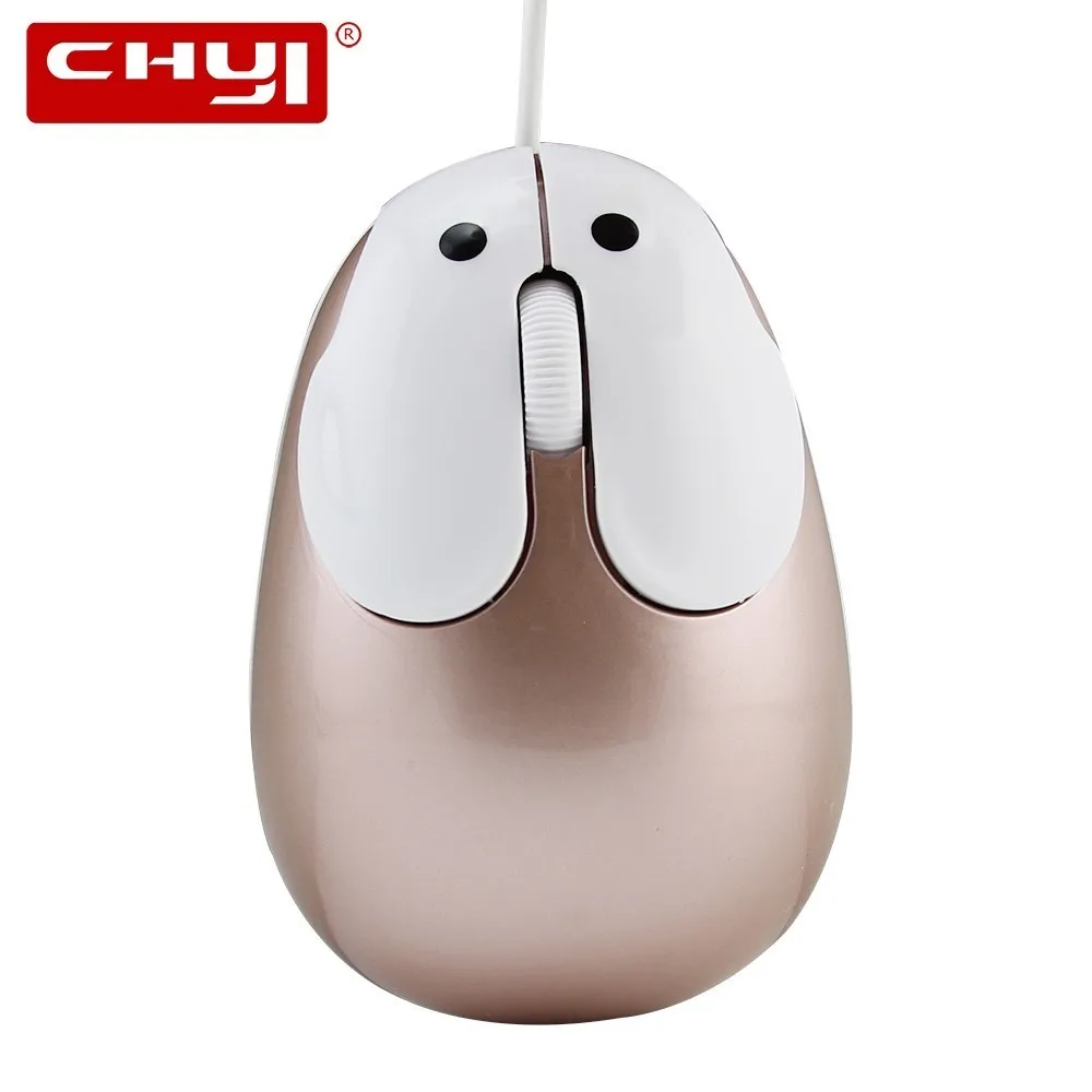 

CHYI Mini Cute Cartoon Rabbit Mouse For Girl Wired Computer Gold Pink Mice 1200DPI Optical USB 3D Mause For Kid Gift Laptop