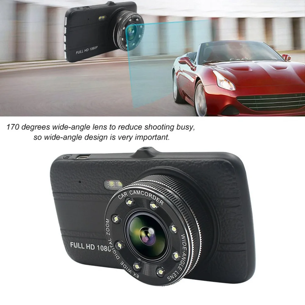

2017 Professional 4 Inch HD Display Car DVR 1080P 170 Degree Wide Angle Infrared Night Vision Car Dash Camera With Rear Lens