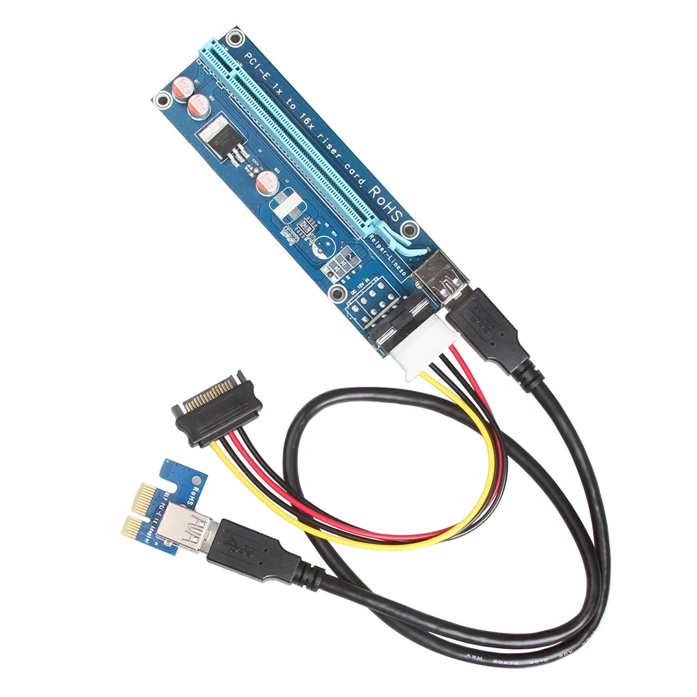 2017 Новый PCIe VER 006 PCI E 1X к 16X Адаптерная карта с адаптером питания 60 см USB 3 0