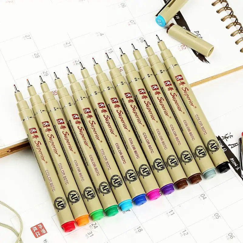 

12 colors Drawing design sketch micron fine point pen 0.5mm fineliner Art marker pen