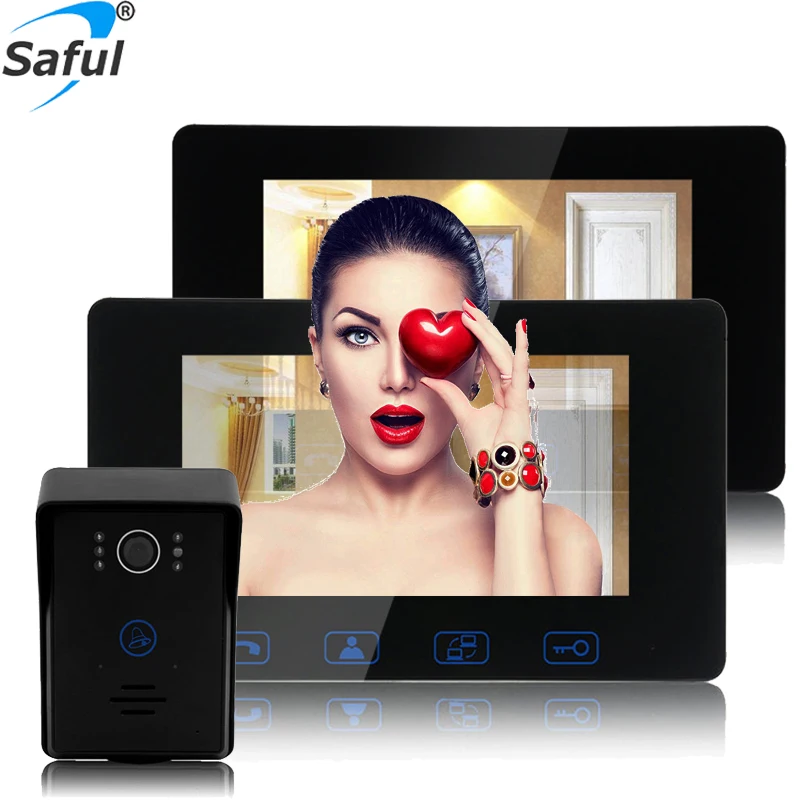 

Waterproof 7''color TFT LCD wired video door phone door intercom system with Night vision for Home Electric lock-control