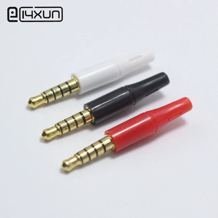 1pcs 3.5mm 5pole Stereo Plug White Black Red Gold plated DIY Repair