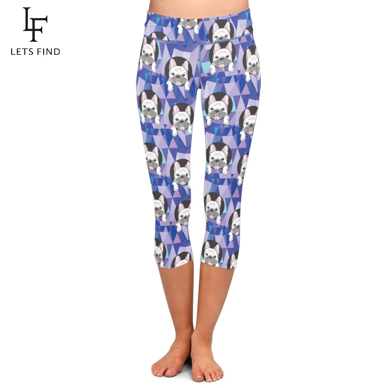 LETSFIND Women Capris Leggings Cartoon Dog Design Milk Silk Printed Pants High Waist Fashion Fitness Stretch Leggings Plus Size LETSFIND Women Capris Leggings Cartoon Dog Design Milk Silk Printed Pants High Waist Fashion Fitness Stretch Leggings Plus Size