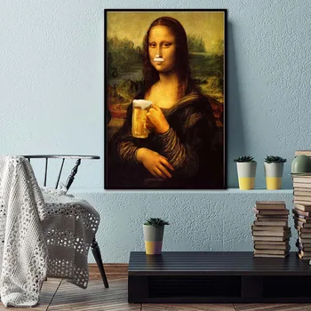 

Nordic Style Minimalism Mona Lisa Poster Wall Art Canvas Prints Beer Painting Modular Pictures Living Room Modern Home Decor