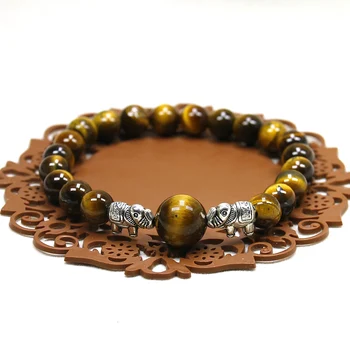 Présentation Bracelet Protection Oeil de Tigre et éléphant