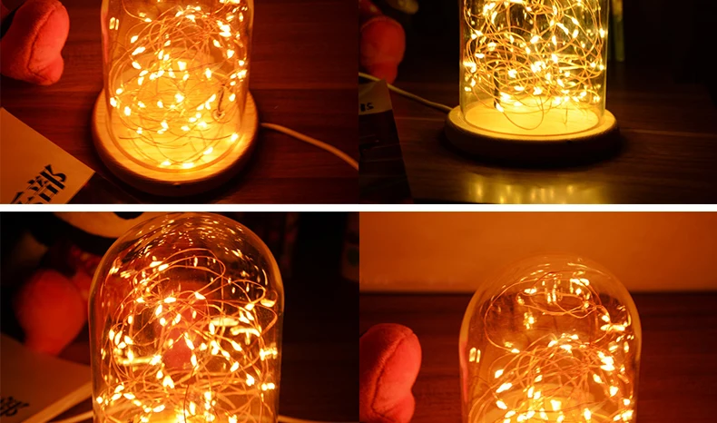 Romantic LED Night Light Copper Wire Lights USB Charging Firework Glass Table Lamp Led String Night Light (5)