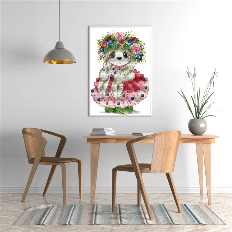 Милый кролик картина Аида Холст Китайский DIY Вышивка крестом наборы 14CT 11CT хлопок ткань вышивка домашний Декор с фабрики