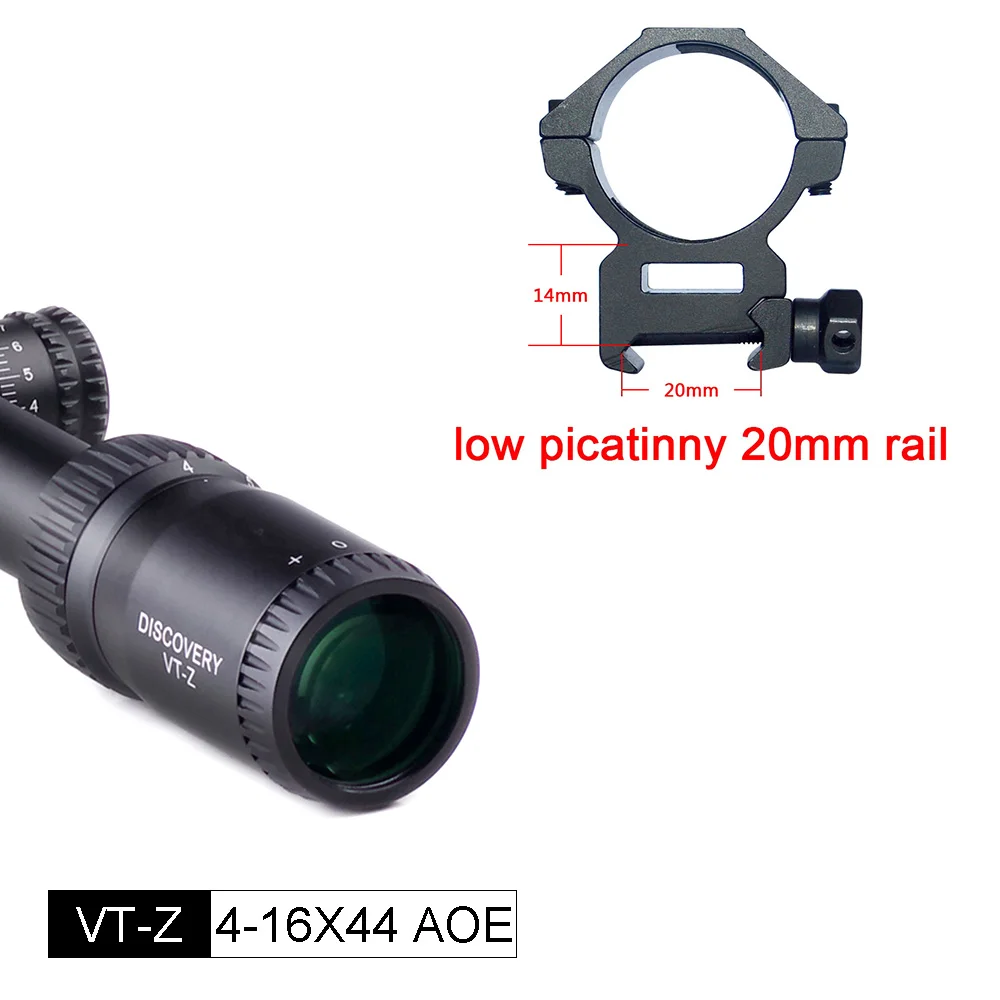 DISCOVERY VT-Z 4-16 x 44AOE прицельная сетка MIL-DOT оптический прицел с подсветкой - Цвет: low picatinny 20mm r