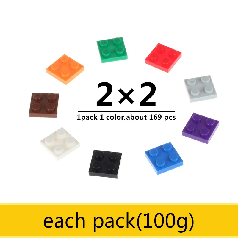 

2x2 Thin Bricks Classic Base Building Blocks Small Enlighten Bricks Learning Toys For Kid Each Pack 100g About 169 PCS