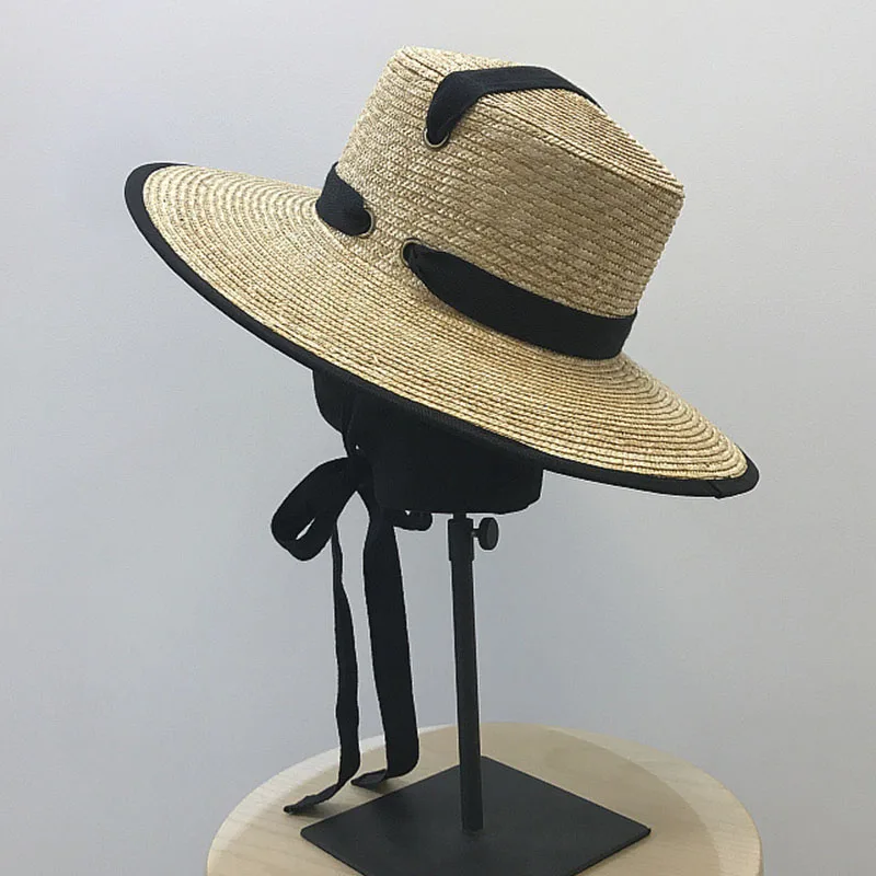 2019 جديد 11 سنتيمتر واسعة بريم الصيف قبعة للشاطئ القمح سترو قبعة المرأة كنتاكي ديربي قبعة الشمس طوق شريطي الطاقية قبعة ل عطلة