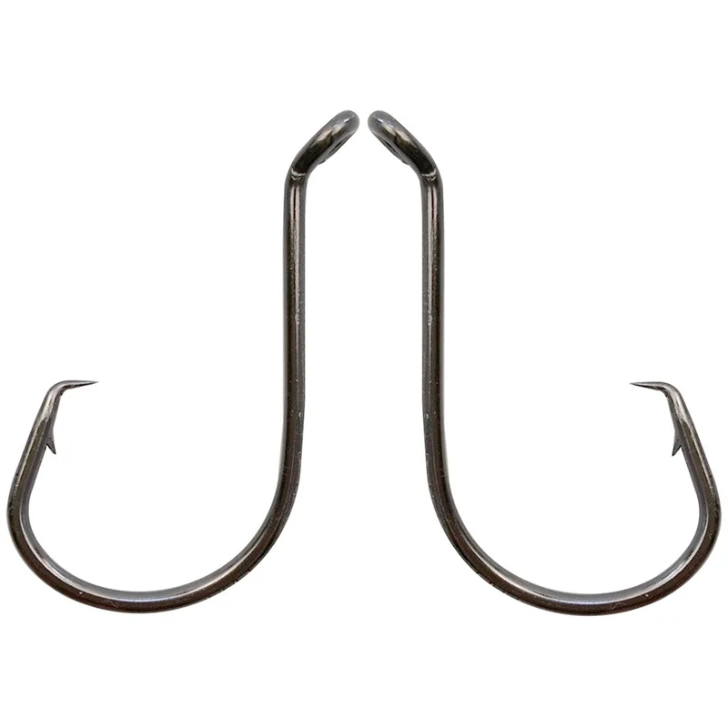 High Carbon Steel Round bent fishing hook ring black, Size: 14