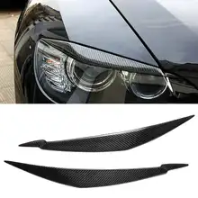 2 шт. настоящие Углеродные волокна Верхняя и нижняя накладки на фары автомобильные фары веки крышка брови для BMW E71 X6 X6M 2008 2009
