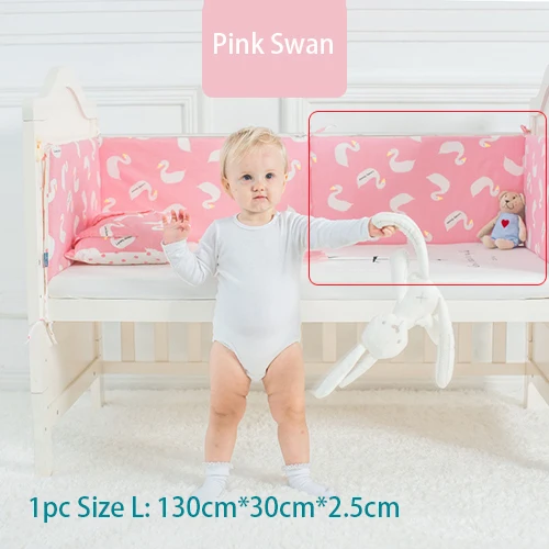 2,5 см уплотненный спальный бампер милый узор защита для кроватки хлопок детский бампер для новорожденных украшение комнаты детская кроватка кровать Защитные подушки, постельные принадлежности - Цвет: 1 PCS Pink Animal-L