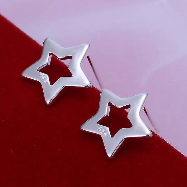 

925 jewelry silver plated earrings , silver plated fashion jewelry , Hollow Star Earrings E107 /dmsamdza egcamxja LKNSPCE107