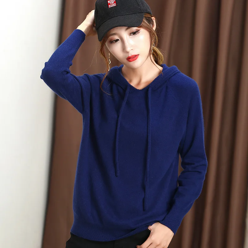 Autumn and winter new casual sweaterwomen's hooded sweater head loose bottoming sweater large size wild