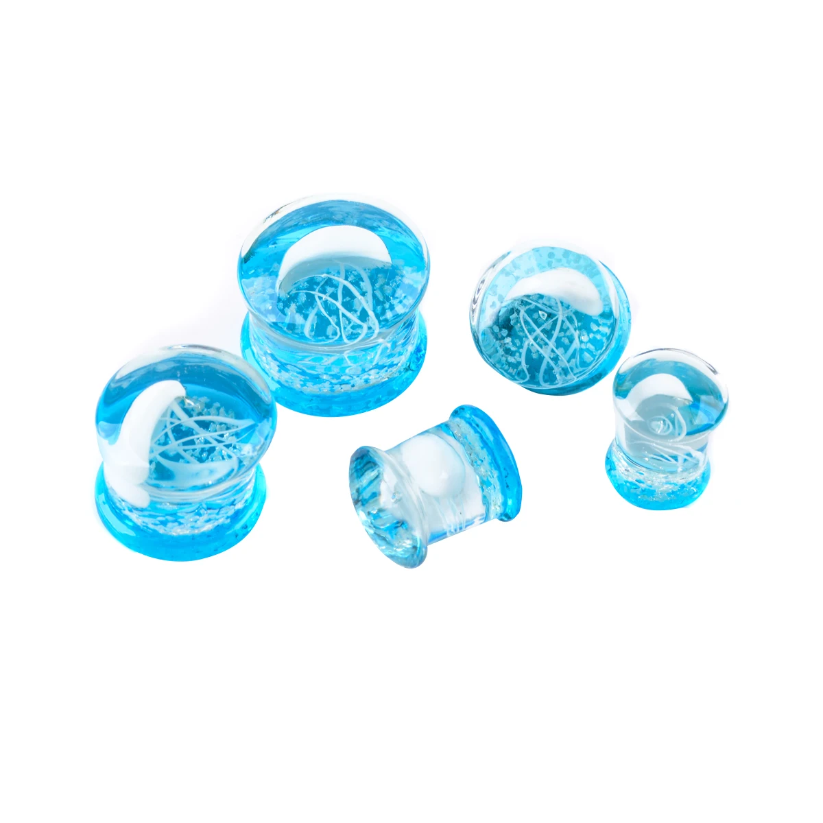 2pcs 8-16mm Green Jellyfish Grass Ear Plug Ocean Double Flared Translucent Bright Ear Gauge Expander Ear Piercing Body Jewelry