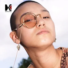 SHAUNA, анти-синие, забавные, в стиле панк, полуодиночные очки для глаз, женские, двойные, круглые очки, мужские, вечерние, декоративные, с цепочкой