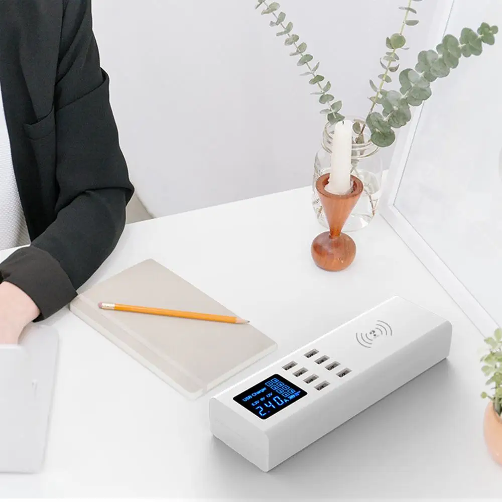 QI Беспроводное зарядное устройство Quick Charge 3,0 Смарт USB зарядное устройство станция концентратор светодиодный дисплей адаптер питания для быстрой зарядки для iPhone samsung Hu