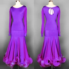 Цветок большой качающийся маятник стандартный бальный зал танцевальное платье фламенко вальс танцевальные соревнования платье с длинными рукавами Тренировочный Набор