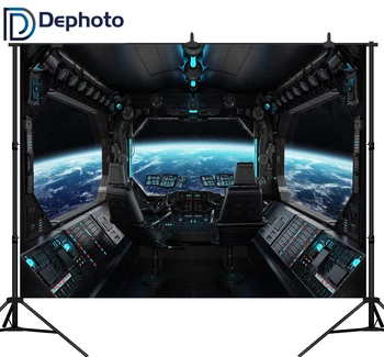 

DePhoto Spaceship Interior Background Futuristic Science Fiction Photography Backdrops Spacecraft Cabin Photo Shoot Studio Props