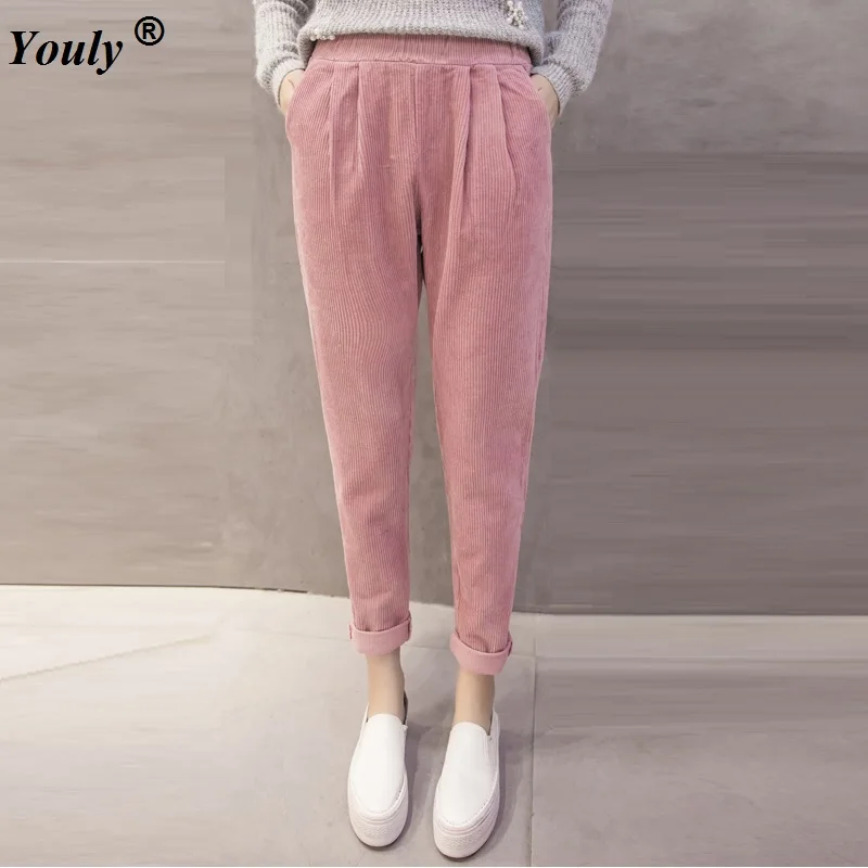 

Autumn Women Casual Corduroy Pants Pantalon Mujer Elastic Waist Harem Pants Plus Size 3XL Sweatpants Trousers Loose Big Pants