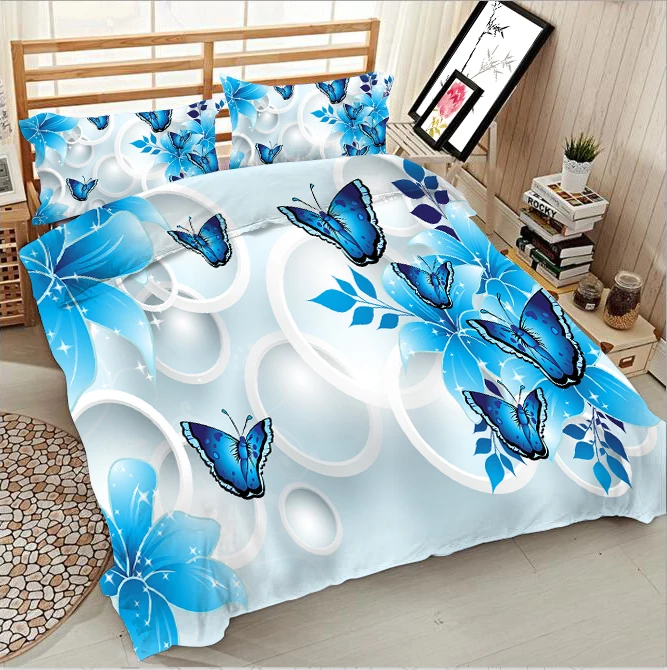 

Blue butterfly 3d effect photo bed linen can be customized photo pattern