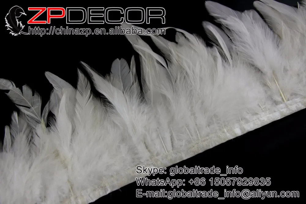 bleached white rooster coque feather fringe  (5)