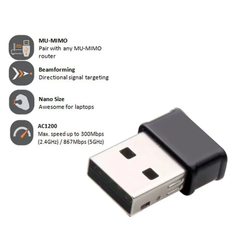 Мини-usb Wi-Fi адаптер 802.11AC сетевой адаптер карты 1200 Мбит/с 2,4 г и 5 двухдиапазонный беспроводной Wi Fi приемник для ноутбука Desktop