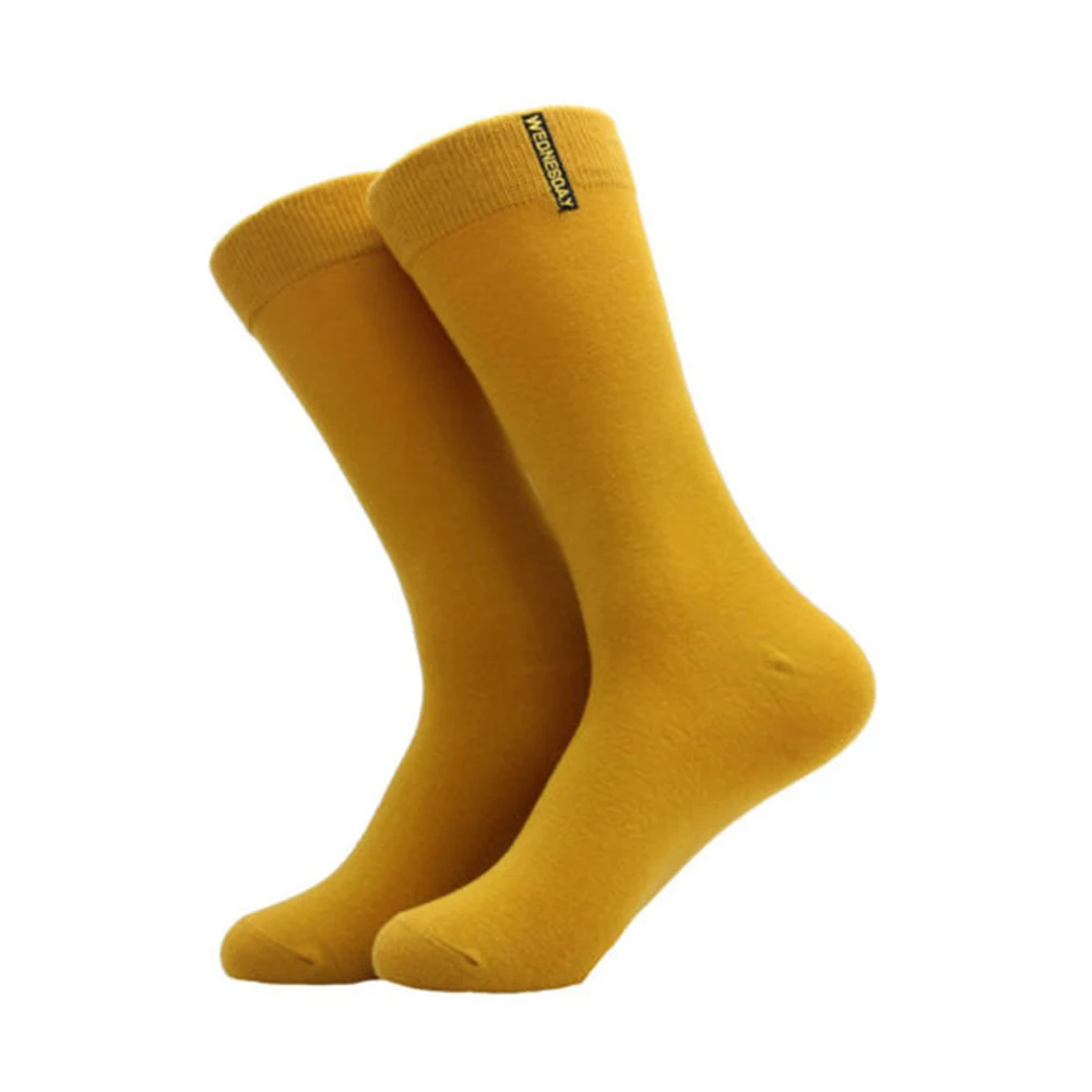 Мужские длинные Компрессионные носки, цветные, повседневные, хлопковые, модные, деловые, вечерние, в британском стиле, одноцветные, крутые носки мужские мужские носки - Цвет: Ginger yellow