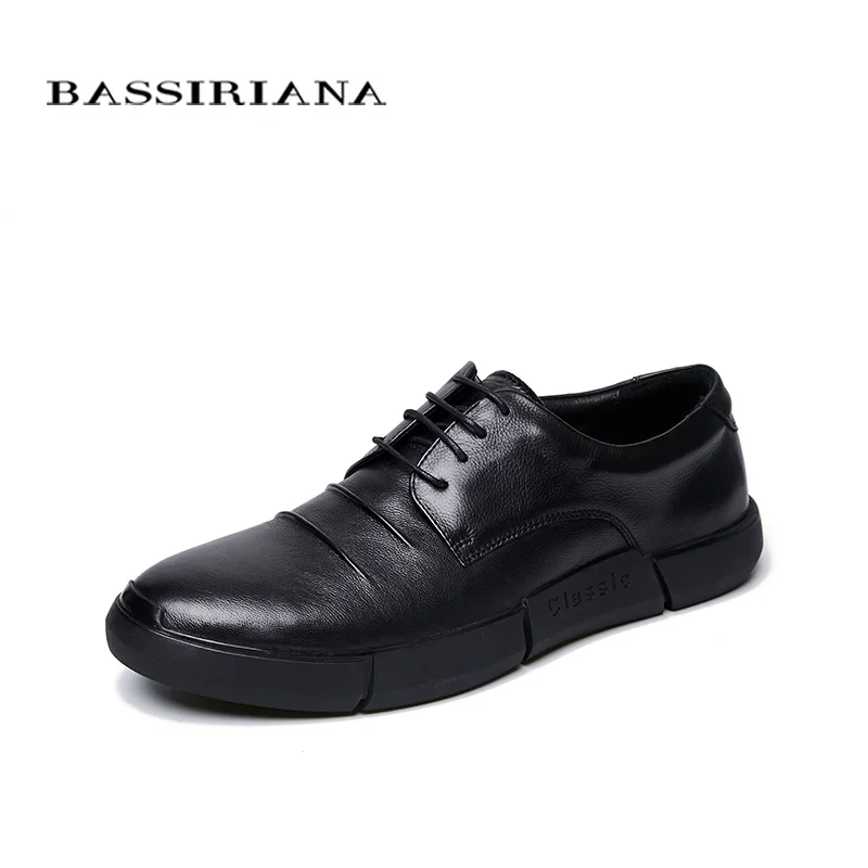 

2018 New Men's Casual Shoes Pure Leather Lace Black Size39-45 Free Shipping