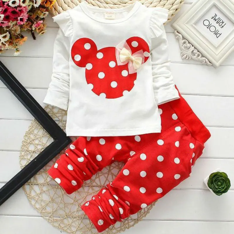

Kids Spring and Autumn Girls Baby Cotton Cartoon Long sleeves Suit 2018 New European and American Style Baby Clothing Sets 2PCS