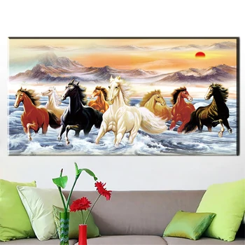 

Creative Eight Running Horse Canvas Painting HD Prints on Canvas Poster Wall Art Picture Living Room Home Decor