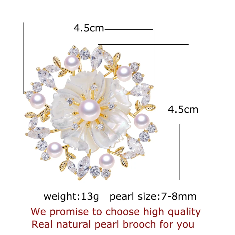 SHDIYAYUN жемчужная брошь для Женская циркониевая ракушка цветок Броши Булавки натуральный пресноводный ювелирные изделия из жемчуга натуральная ракушка