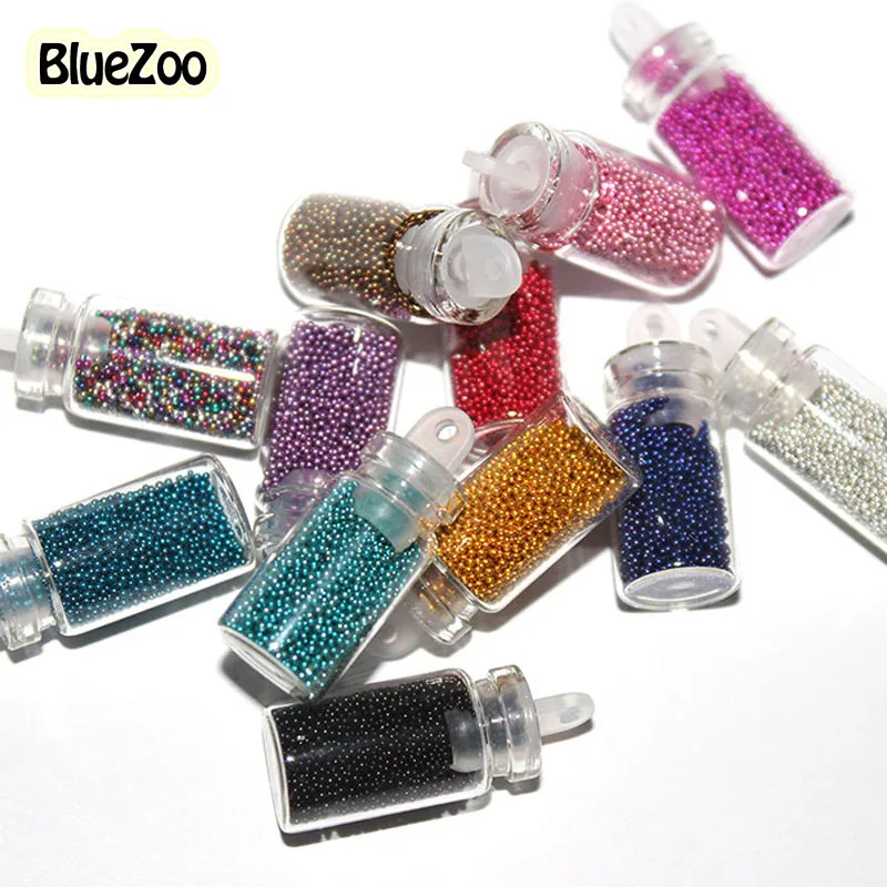 BlueZoo 12 Color Tiny Circle Bead Decoration Round 3D Nail Decoration Beads Caviar Bottle Set Nail