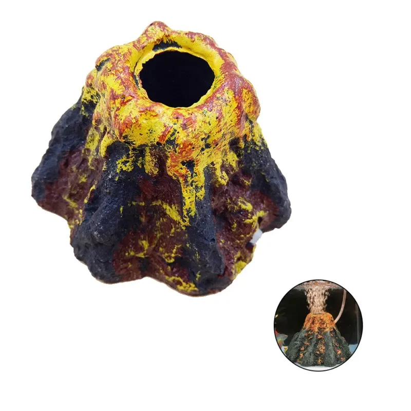 Fish Tank Decoration Aquarium Volcano Shape & Air Bubble Stone Oxygen Pump Fish Tank Ornament Decor Pet landscaping in fish tank (1)