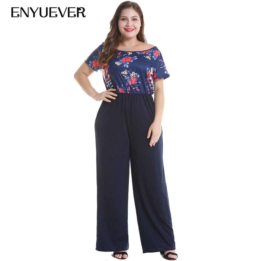 Enyuever Woman Jumpsuit Plus Size Womens Jumpsuits Long Pants Floral