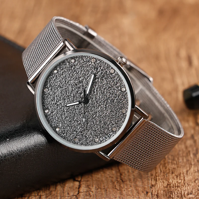 

KEVIN Fashion Casual Brief Dress Stainless Steel Mesh Band Strap Ladies Watch Quartz Women's Wristwatches Simple Gift Trendy New