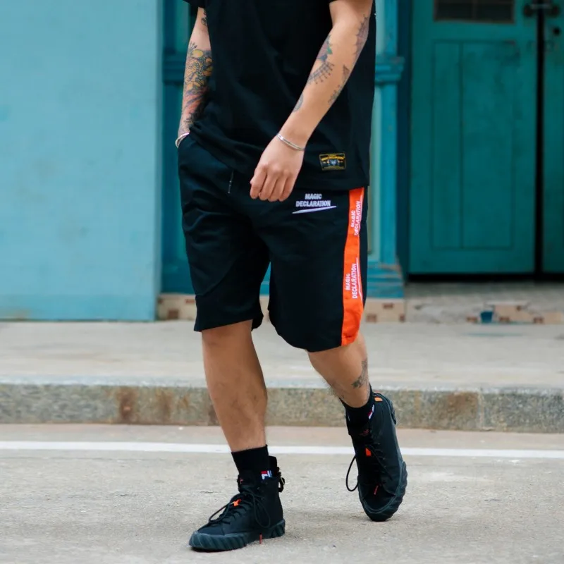 Summer Mens Letters Embroidery Shorts Casual Drawstring Hip hop Cargo Shorts New Fashion Knee Length Short Joggers