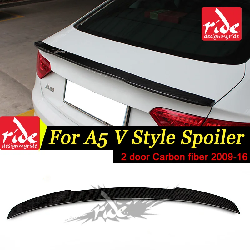 

For Audi A5 High-quality Carbon Rear Spoiler V Style Coupe Carbon Fiber Rear Spoiler Rear Trunk Wing 2-Doors car styling 2009-16