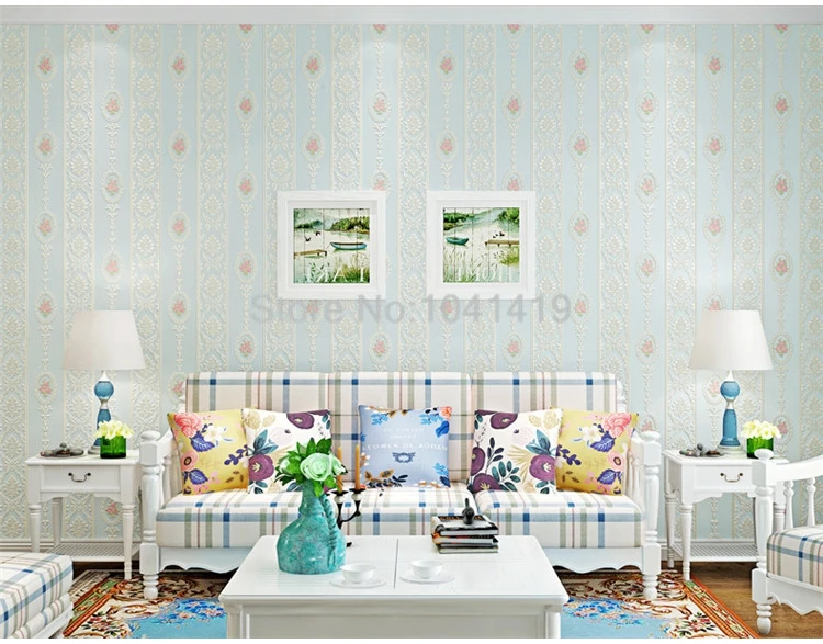 Европейский стиль нетканые обои 3D тисненые цветочный Декор для дома современные полосатые обои для стен 3 D гостиная спальня