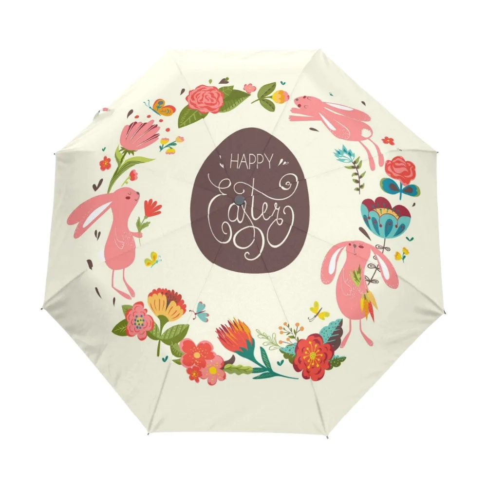 New Design for Easter Day Gift Umbrella Women Three Folding Anti UV Sun