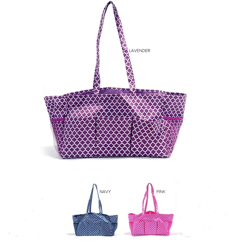 Wholesale Blanks Quatrefoil Polyester Large Garden Tote Utility Tote