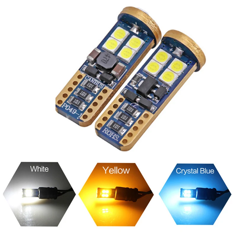 

2Pcs T10 168 Canbus Led Car Bulb 194 W5W 12SMD 3030 Chipset Led Bulbs For Car Interior Dome Map Door License Plate Lights
