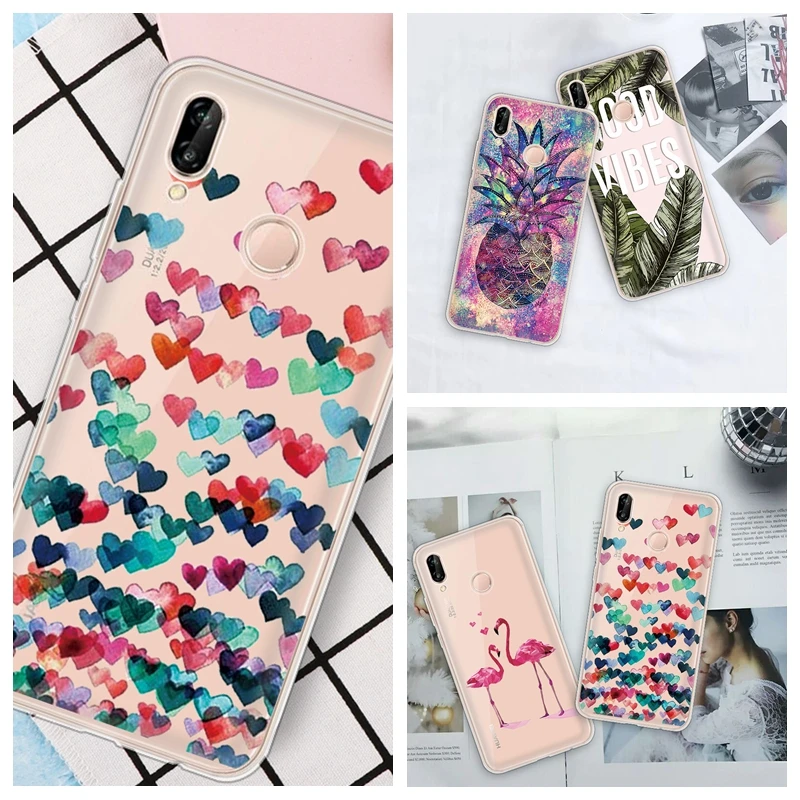 

Silicone Patterned Case For Huawei P30 P20 Lite Mate 10 Pro P30 Pro Cover For Huawei Honor 10 Lite Soft TPU Heart Cases