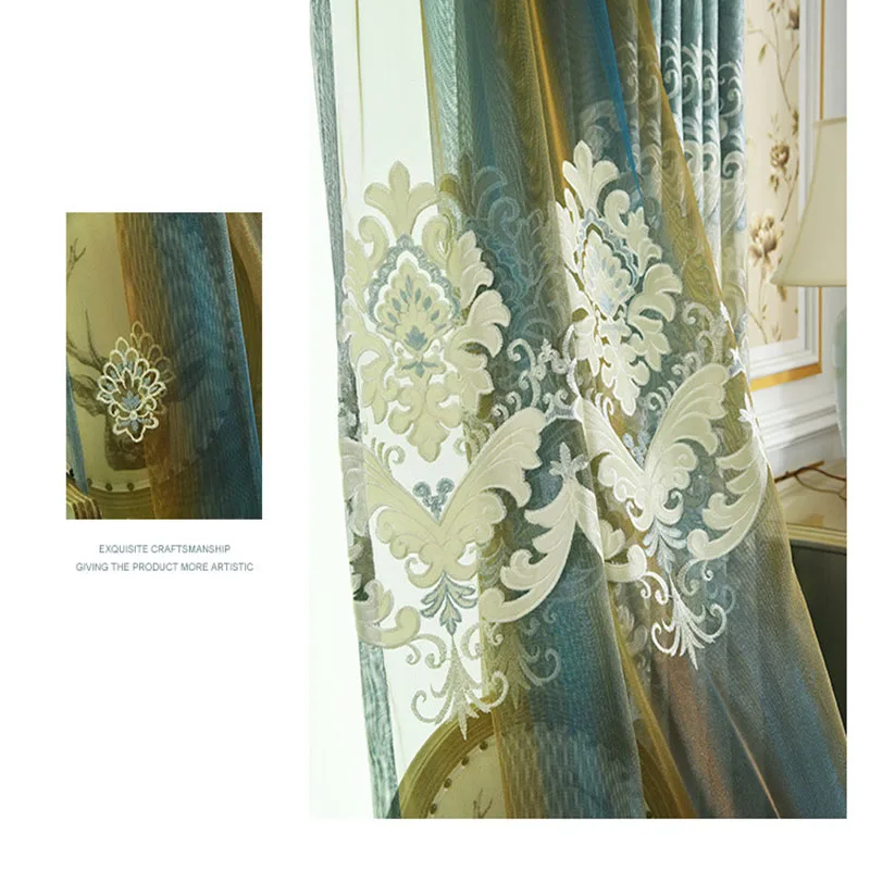 Европейские Роскошные занавески для окна, стильные занавески для гостиной, элегантные занавески, европейские занавески, вышитые занавески T145#4