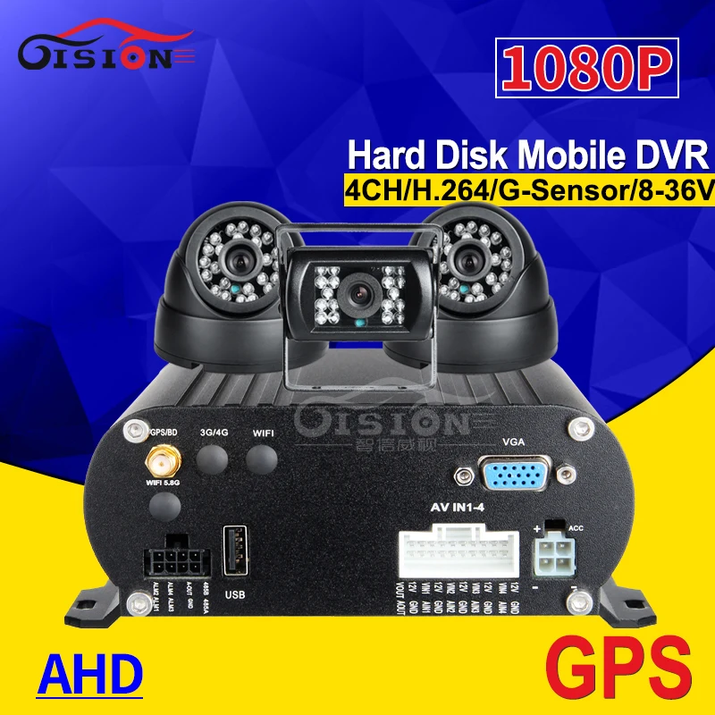  4CH HDD disco duro del coche del vehículo móvil Dvr grabar vía GPS Mdvr reproducción de vídeo H.264