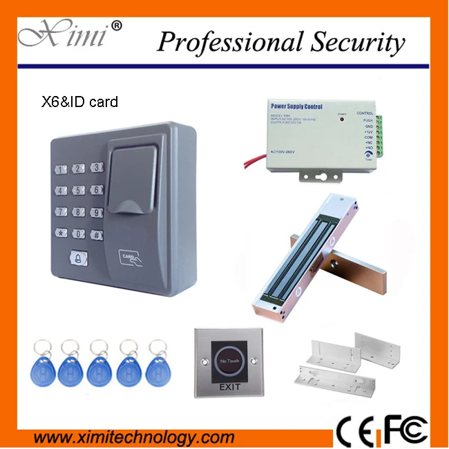 Fingerprint standalone access control apartment door access control X6 +power supply+magnetic lock+infrared exit button+bracket access control systems proximity card waterproof standalone access control power supply magnetic lock exit button 10pcs rfid key