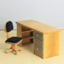 G06-X718 children baby gift Toy 1:12 Dollhouse mini Furniture Miniature rement wooden Computer desks and chairs 2pcs/set